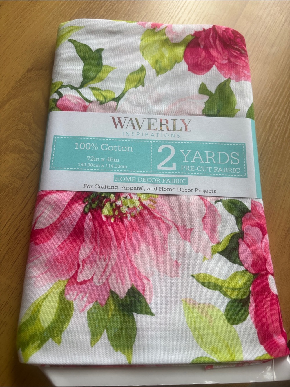 Mainstays Pink and Green Floral Cotton fabric 2 yards